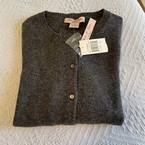 Heather Grey Cashmere Cardigan Sweater; Large; Lightweight; Long Sleeves